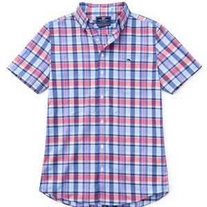 Vineyard Vines Men's Casual Plaid Shirt - Red and Blue